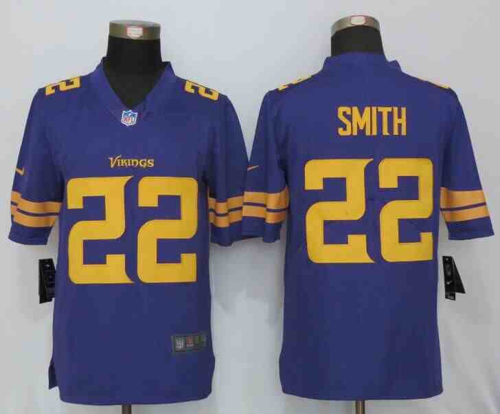 NEW Nike Dallas Vikings 22 Smith Navy Purple Color Rush Limited Jersey