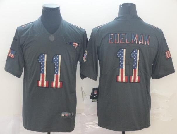 Nike Patriots 11 Julian Edelman 2019 Salute To Service USA Flag Fashion Limited Jersey