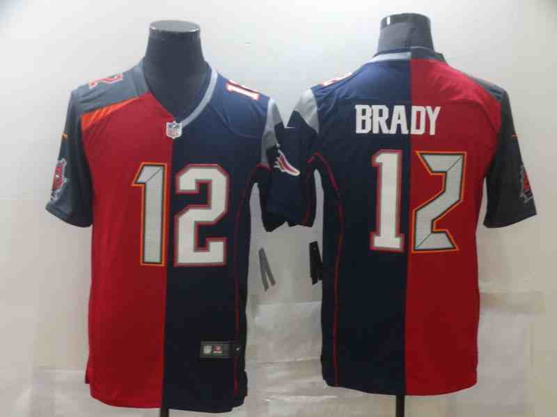 Men's New England Patriots  12 Tom Brady Red Navy Blue  NFL Nike Limited Jersey
