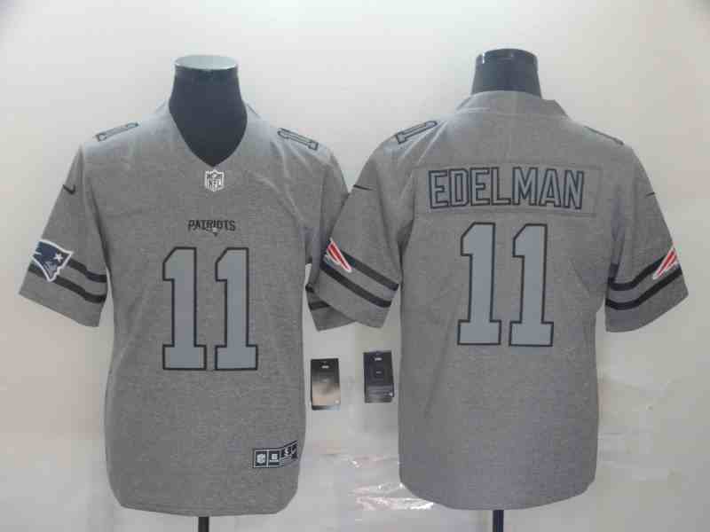 Nike Patriots 11 Julian Edelman 2019 Gray Gridiron Gray Vapor Untouchable Limited Jersey