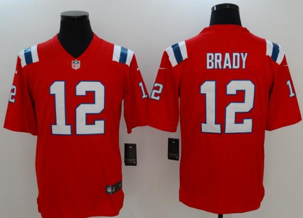 Nike Men's New England Patriots 12 Brady Red Limited Jersey