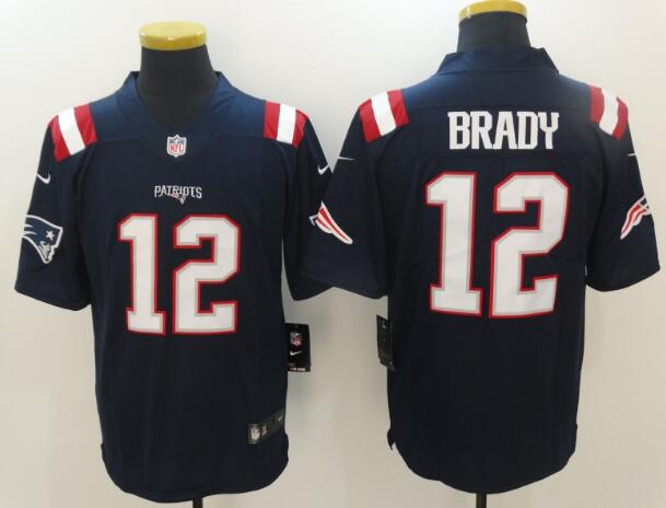 Nike Men's New England Patriots 12 Brady Navy Blue Color Rush Limited Jersey