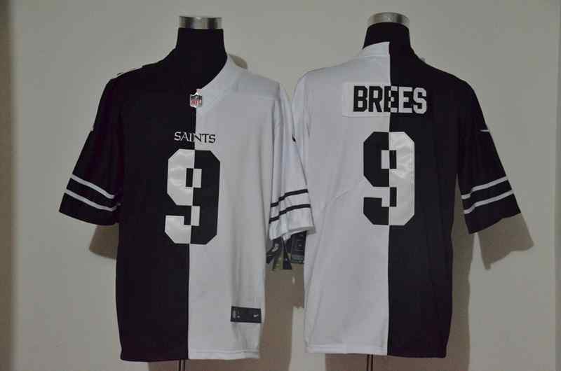 Nike Saints 9 Drew Brees Black And White Split Vapor Untouchable Limited Jersey