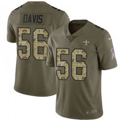 Nike Saints 56 DeMario Davis Olive Camo Mens Stitched NFL Limited 2017 Salute To Service Jersey