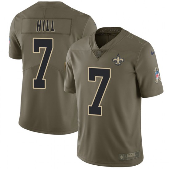 7 Taysom Hill New Orleans Saints Men's Limited Salute to Service Nike Jersey  Green