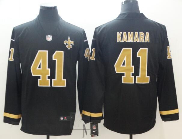 Nike Saints 41 Alvin Kamara Black Therma Long Sleeve Jersey