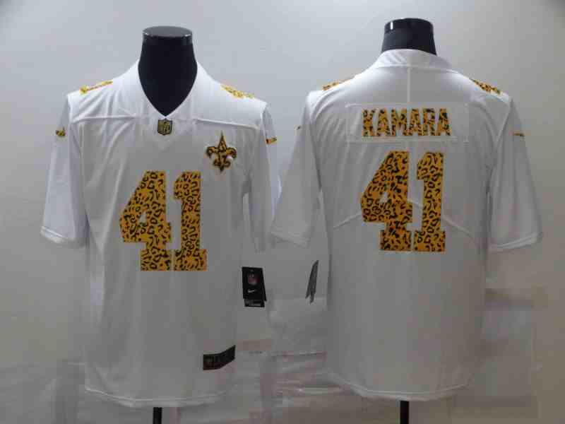 Nike Saints 41 Alvin Kamara White Leopard Vapor Untouchable Limited Jersey