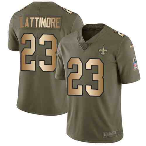 Nike Saints 23 Marshon Lattimore Olive Gold Salute To Service Limited Jersey