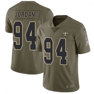 Nike Saints 94 Cameron Jordan Olive Mens Stitched NFL Limited 2017 Salute To Service Jersey