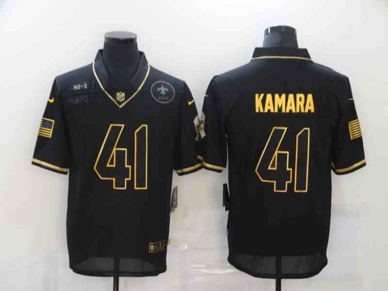 Nike Saints 41 Alvin Kamara Black Gold 2020 Salute To Service Limited Jersey