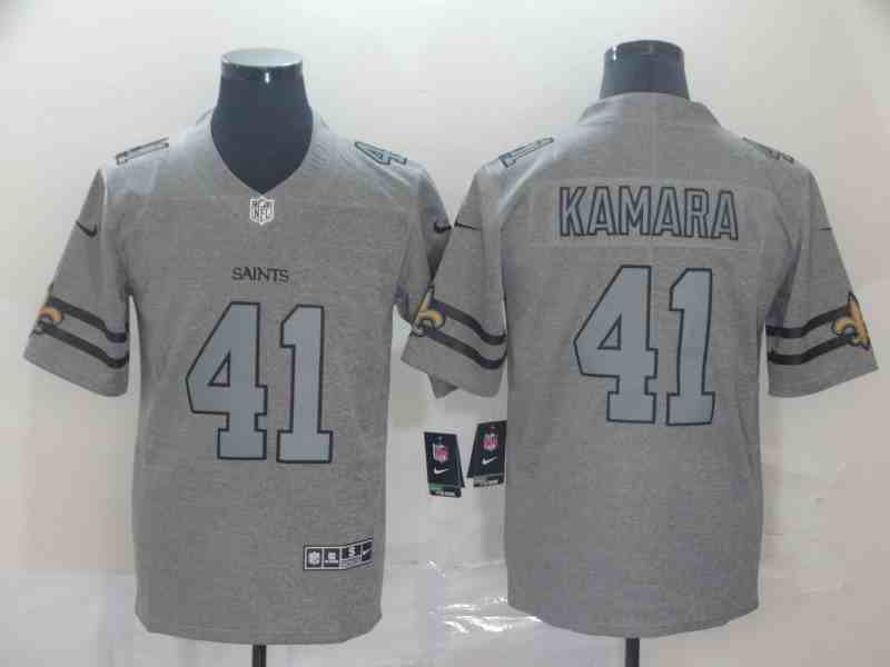 Nike Saints 41 Alvin Kamara 2019 Gray Gridiron Gray Vapor Untouchable Limited Jersey