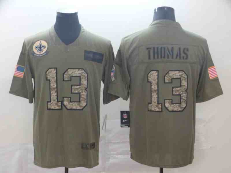 Nike Saints 13 Michael Thomas 2019 Olive Camo Salute To Service Limited Jersey