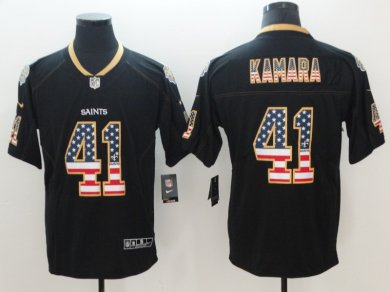 Nike Saints 41 Alvin Kamara Black USA Flag Color Rush Limited Jersey