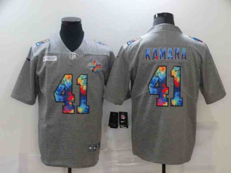 Nike Saints 41 Alvin Kamara Gray Vapor Untouchable Rainbow Limited Jersey