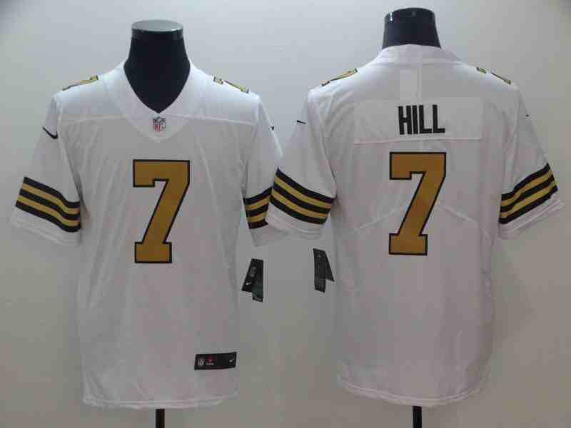 Nike Saints 7 Taysom Hill White Color Rush Limited Jersey