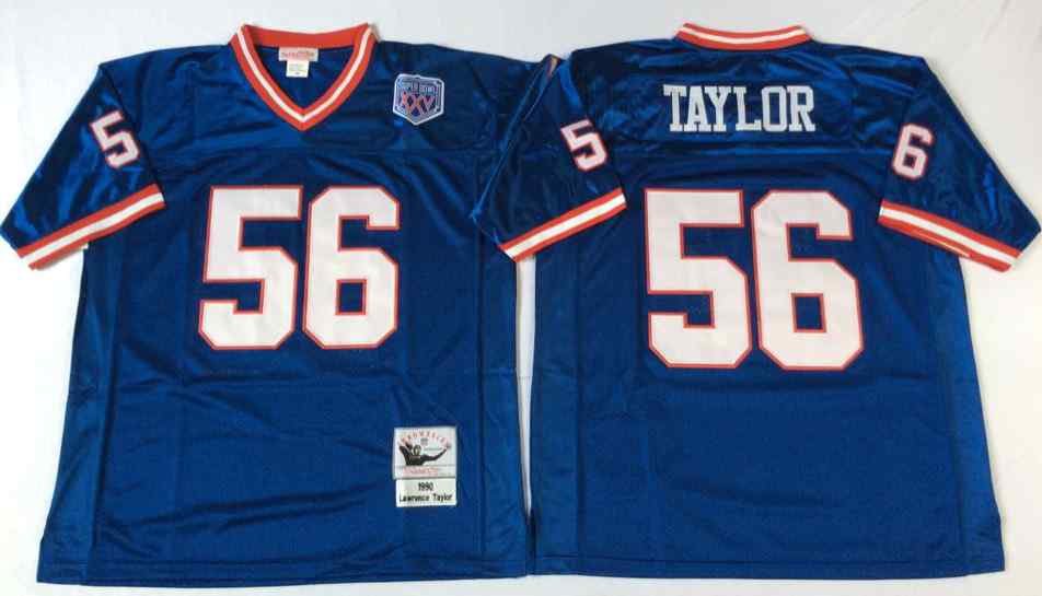New York Giants 56 Lawrence Taylor 1990 Throwback Blue Jersey