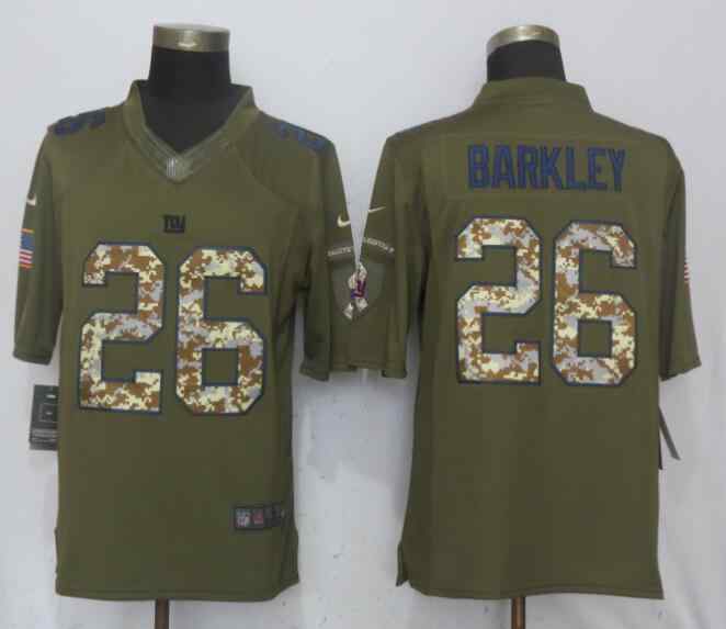 Nike Giants 26 Saquon Barkleyn Olive Salute To Service Limited Jersey