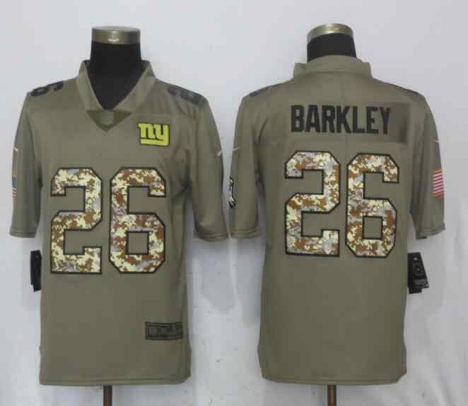 Nike Giants 26 Saquon Barkley Olive Vapor Salute To Service Limited Jersey