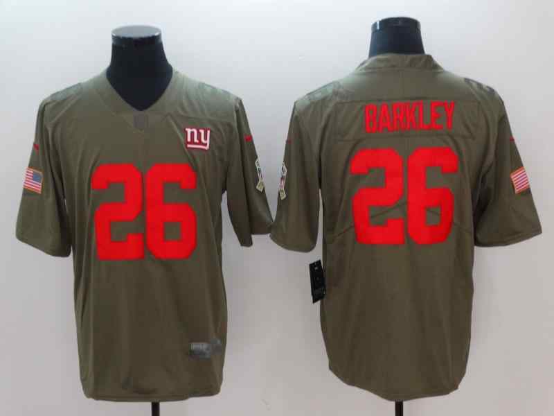 Nike Giants 26 Saquon Barkley Olive Salute To Service Limited Jersey