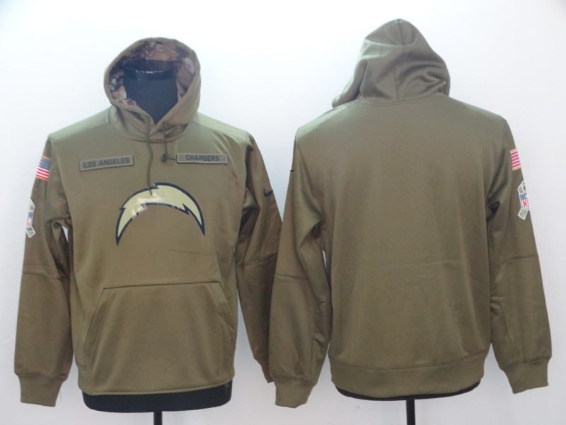 Men's Nike Olive Los Angeles Chargers Salute to Service Sideline Therma Performance Pullover Hoodie