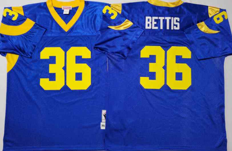 Men's Los Angeles Rams 36 Jerome Bettis Mitchell & Ness Throwback Blue Jersey
