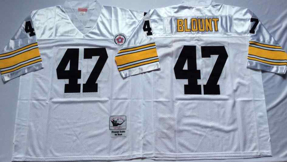 Pittsburgh Steelers 47 Mel Blount 1975 Throwback White Jersey