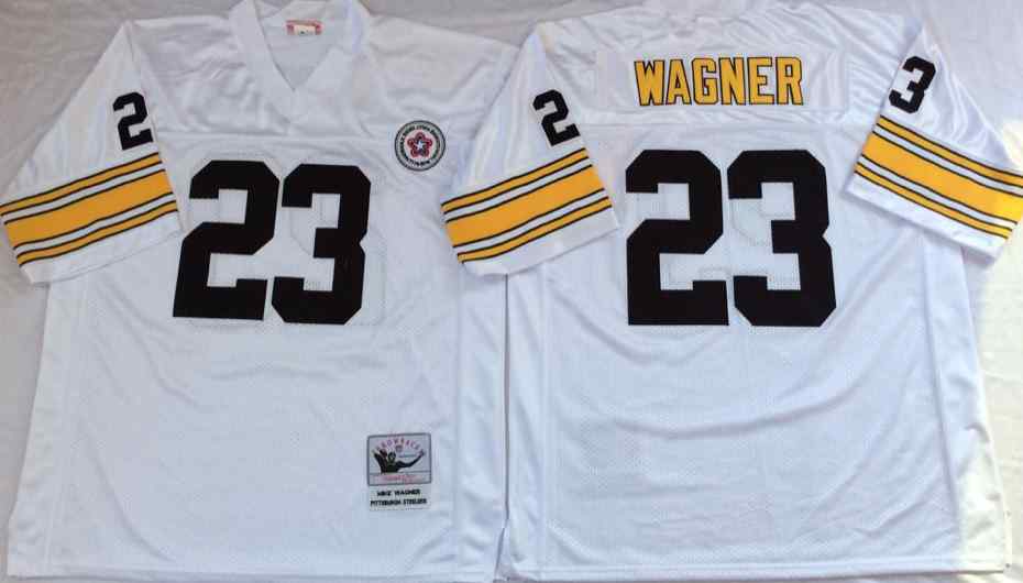 Pittsburgh Steelers 23 Mike Wagner 1975 Throwback White Jersey