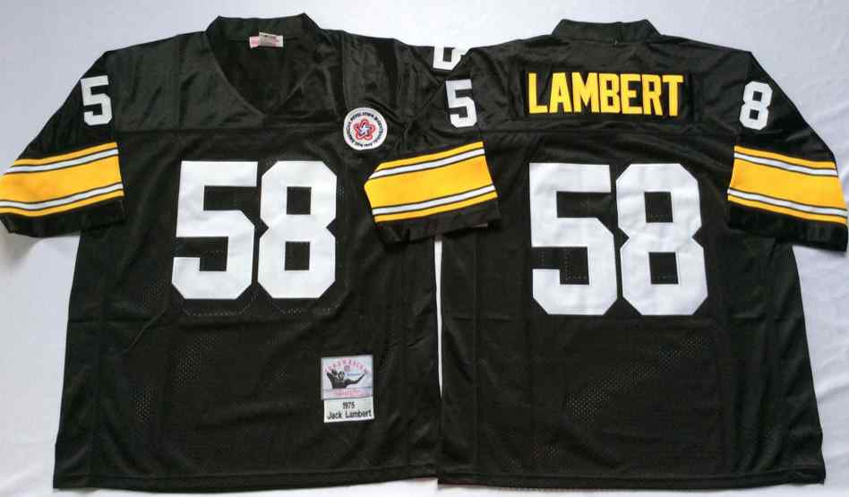 Pittsburgh Steelers 58 Jack Lambert 1975 Throwback Black Jersey