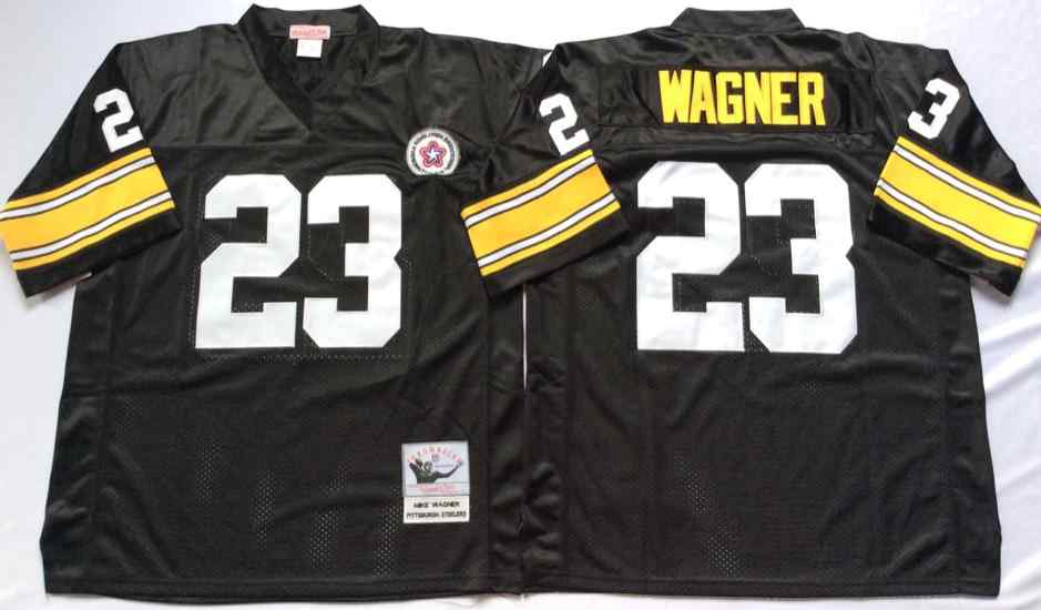 Pittsburgh Steelers 23 Mike Wagner 1975 Throwback Black Jersey
