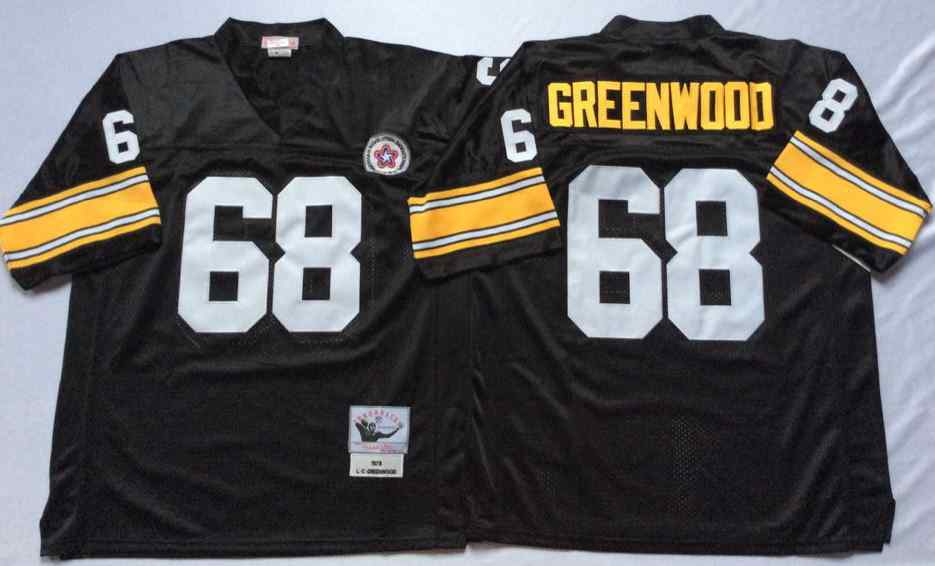 Pittsburgh Steelers 68 L.C. Greenwood 1975 Throwback Black Jersey
