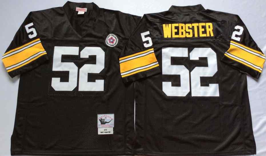 Pittsburgh Steelers 52 Mike Webster 1975 Throwback Black Jersey