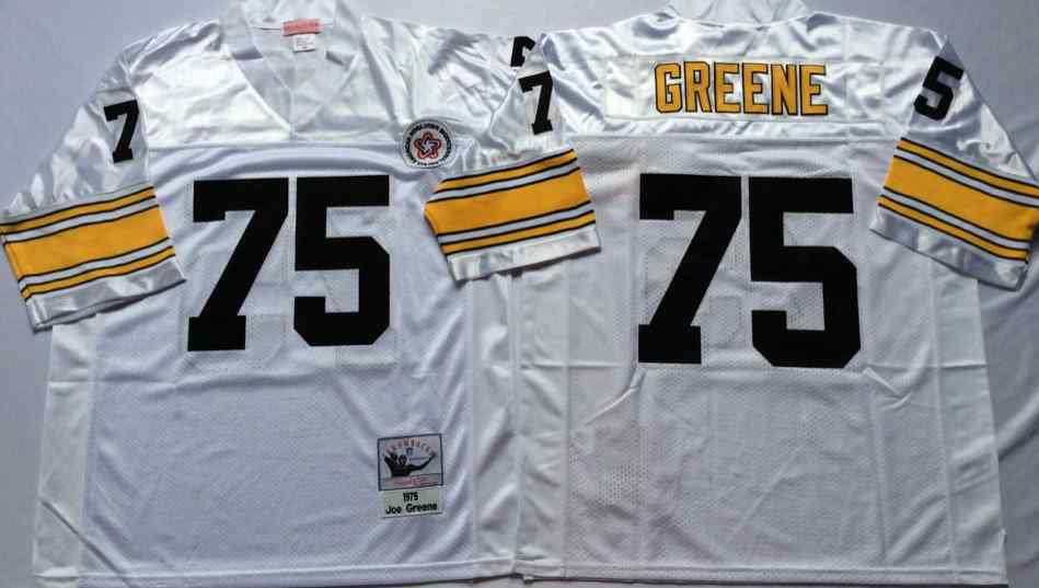 Pittsburgh Steelers 75 Joe Greene 1975 Throwback White Jersey