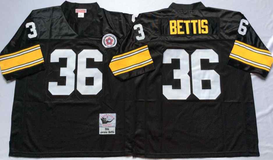 Pittsburgh Steelers 36 Jerome Bettis 1996 Throwback Black Jersey