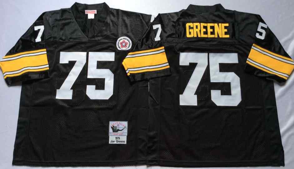 Pittsburgh Steelers 75 Joe Greene 1975 Throwback Black Jersey