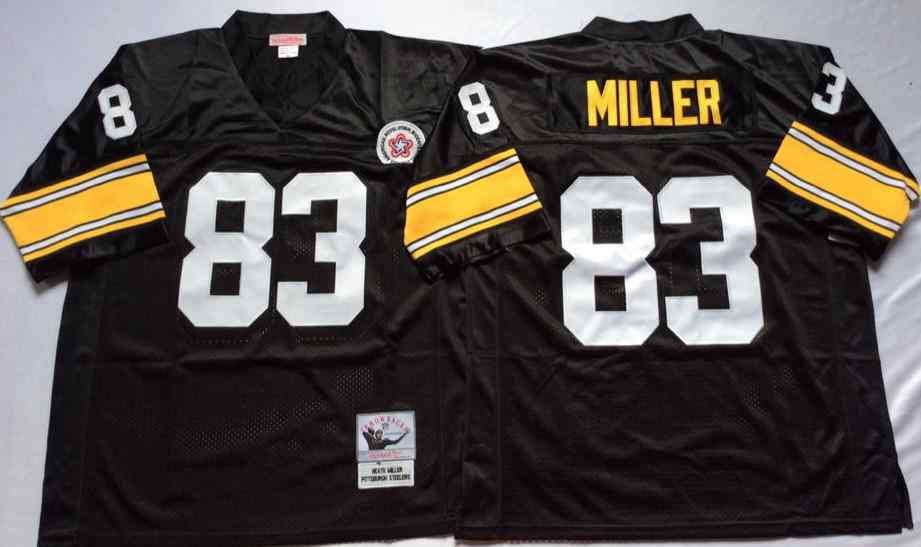 Men Pittsburgh Steelers 83 Heath Miller Black M&N Throwback Jersey