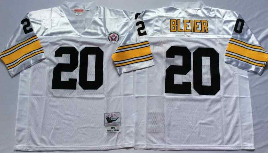 Pittsburgh Steelers 20 Rocky Bleier 1975 Throwback White Jersey