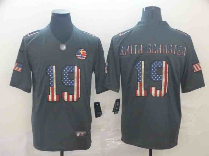 Nike Steelers 19 JuJu Smith-Schuster 2019 Salute To Service USA Flag Fashion Limited Jersey