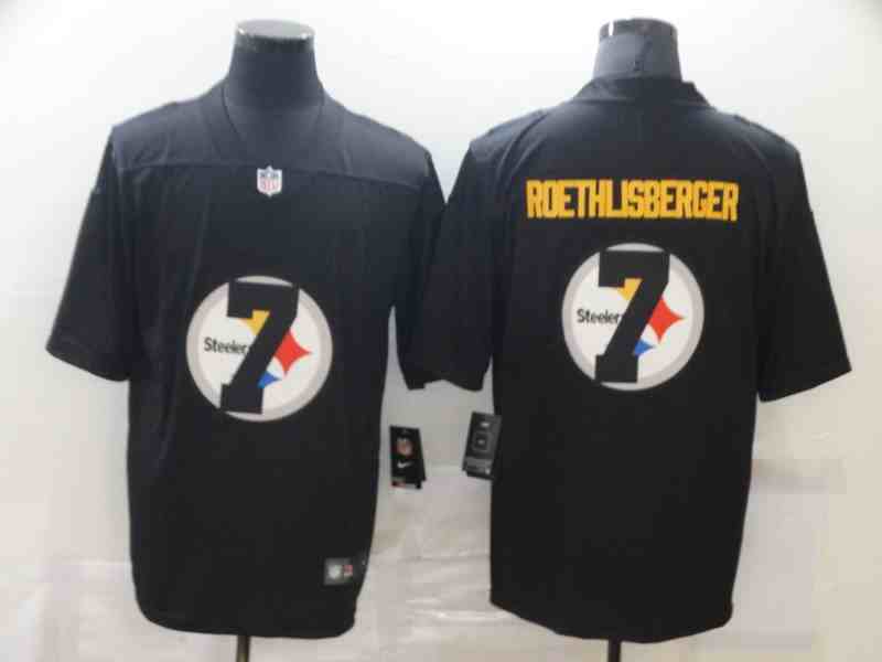 Nike Steelers 7 Ben Roethlisberger Black Team Big Logo Vapor Untouchable Limited Jersey Black shadow version