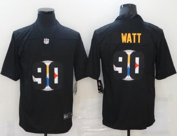 Nike Steelers 90 T.J. Watt Black Shadow Logo Limited Jersey