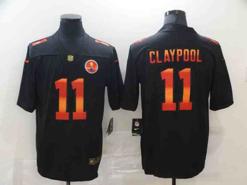 Nike Steelers 11 Chase Claypool Black colorful fashion Edition  Limited Jersey