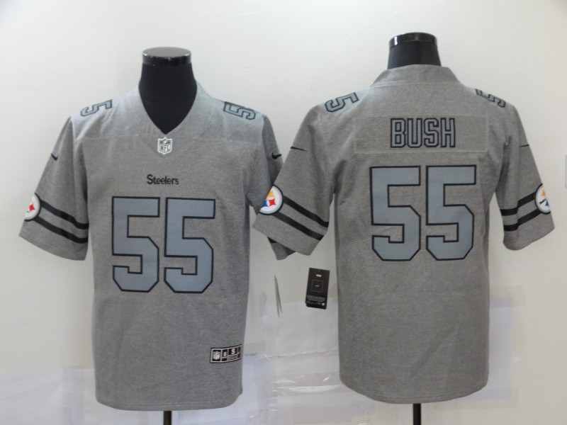 Nike Steelers 55 Devin Bush 2019 Gray Gridiron Gray Vapor Untouchable Limited Jerseys