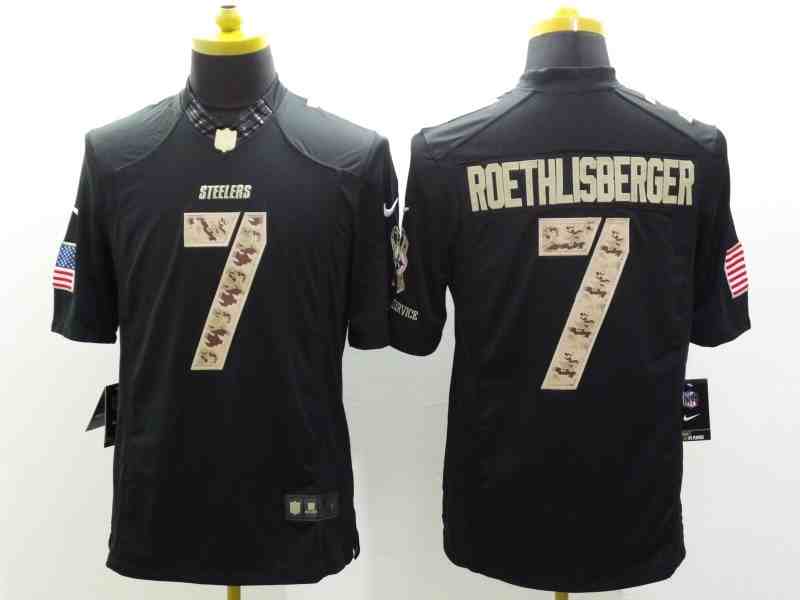 Nike Steelers 7 Ben Roethlisberger Black Salute To Service Limited Jersey
