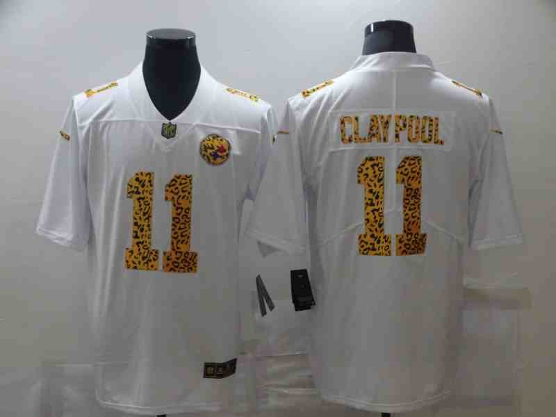 Men's Pittsburgh Steelers 11 Chase Claypool White NFL 2020 Leopard Print Fashion Limited Stitched Jersey