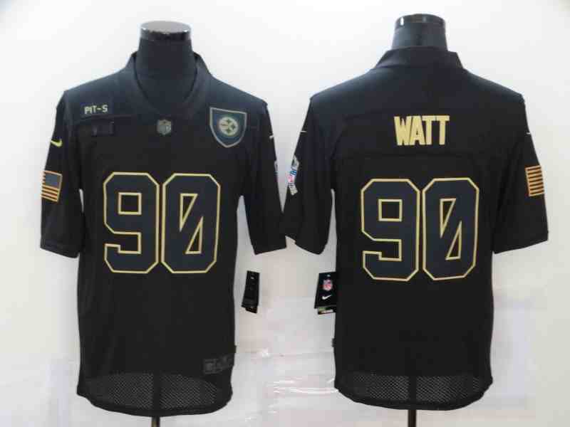 Nike Steelers 90 T.J. Watt Black 2020 Salute To Service Limited Jersey