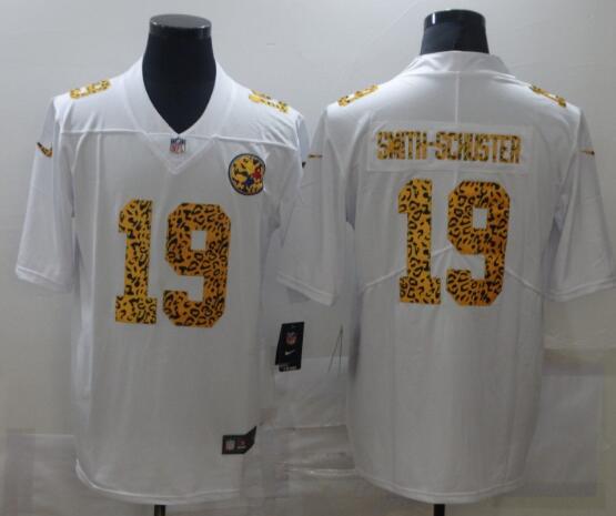 Men's Pittsburgh Steelers 19 Smith-schuster White Leopard Print Fashion Limited Stitched Jersey