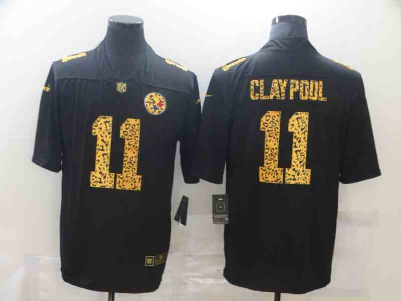 Men's Pittsburgh Steelers 11 Chase Claypool Black NFL 2020 Leopard Print Fashion Limited Stitched Jersey