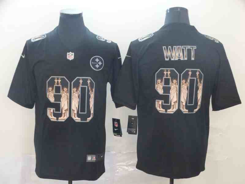 Nike Steelers 90 T.J. Watt Black Statue of Liberty Limited Jersey