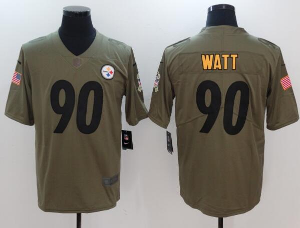 Nike Steelers 90 T. J. Watt Olive Men's Stitched NFL Limited 2017 Salute to Service Jersey