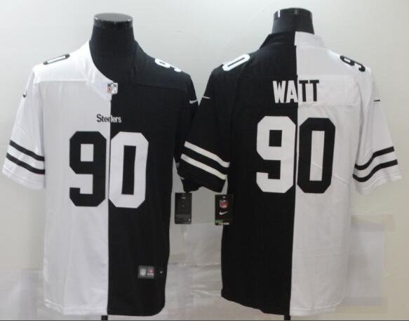 Nike Steelers 90 T.J. Watt Black And White Split Vapor Untouchable Limited Jersey