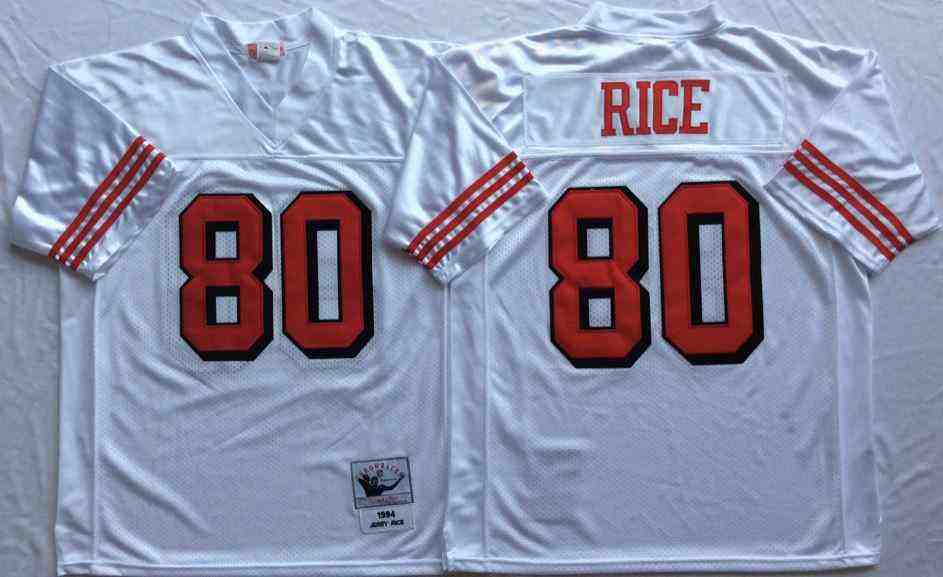 San Francisco 49ers 80 Jerry Rice 1994 Throwback White Jersey